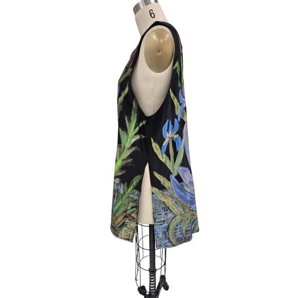 Glory Fibers original designs 100% silk hand painted dress black Iris Garden M - Picture 3 of 8
